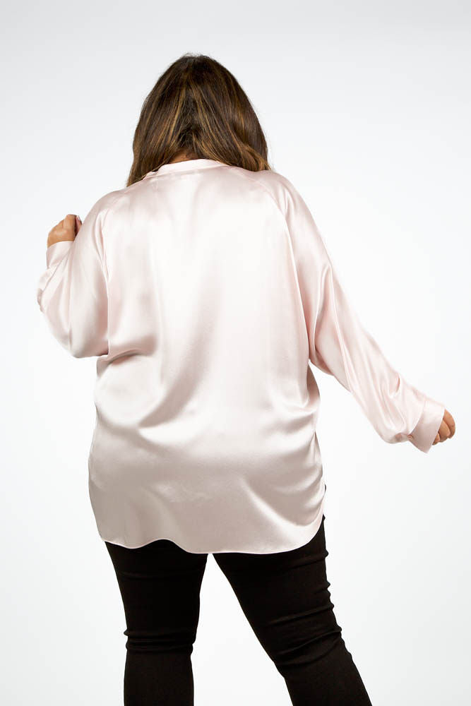 Silk Band Collar Long Sleeve Blouse  DESIGNED BY VINCE 