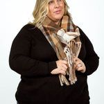 PATCHED PLAID WRAP with FRINGE plus-size - AMOUR781