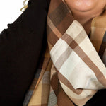 PATCHED PLAID WRAP with FRINGE plus-size - AMOUR781