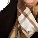 PATCHED PLAID WRAP with FRINGE plus-size - AMOUR781
