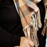 PATCHED PLAID WRAP with FRINGE plus-size - AMOUR781
