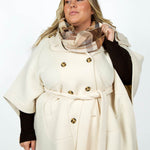 PATCHED PLAID WRAP with FRINGE plus-size - AMOUR781