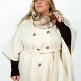 PATCHED PLAID WRAP with FRINGE plus-size - AMOUR781