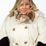PATCHED PLAID WRAP with FRINGE plus-size - AMOUR781