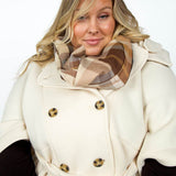 PATCHED PLAID WRAP with FRINGE plus-size - AMOUR781