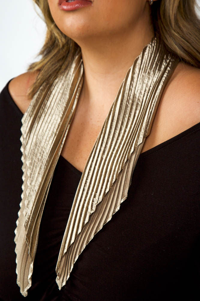 Metallic Pleated Diamond Scarf in Gold designed by Echo