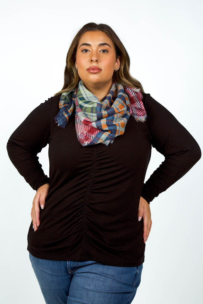 PATCHED PLAID WRAP plus-size - AMOUR781