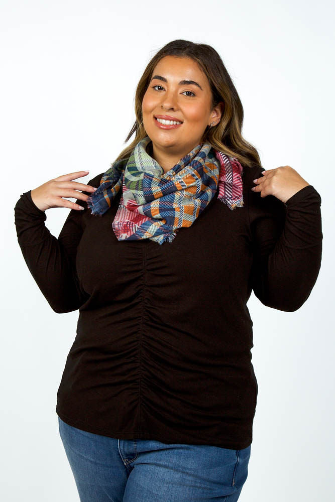 PATCHED PLAID WRAP plus-size - AMOUR781