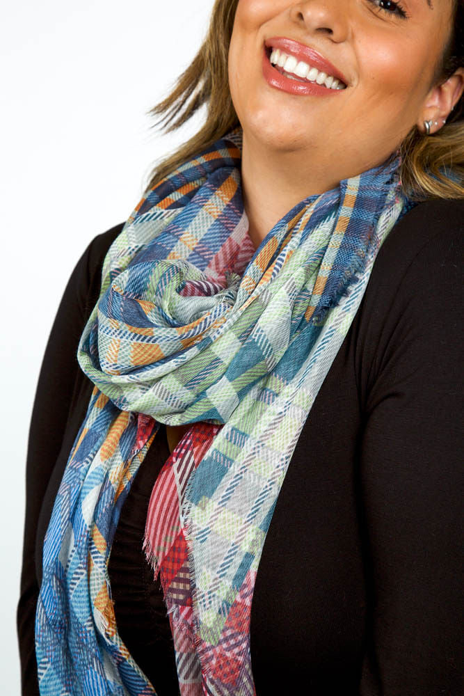 PATCHED PLAID WRAP plus-size - AMOUR781