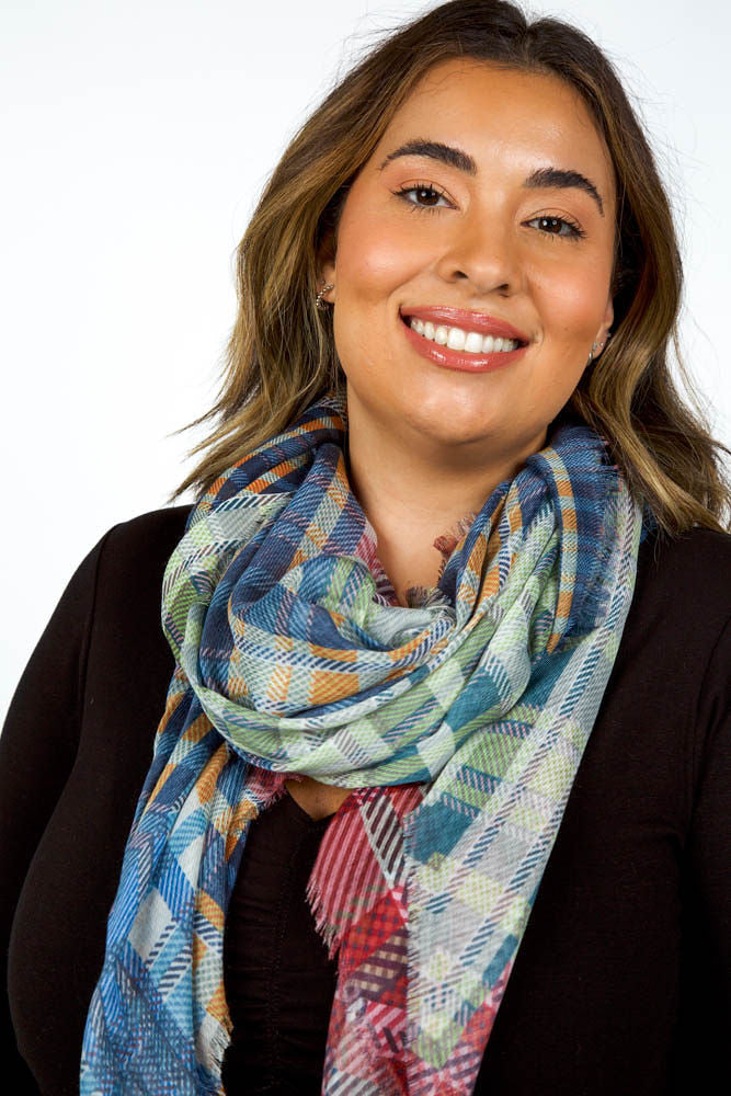 Patched Plaid Wrap in Multi Color designed by Echo