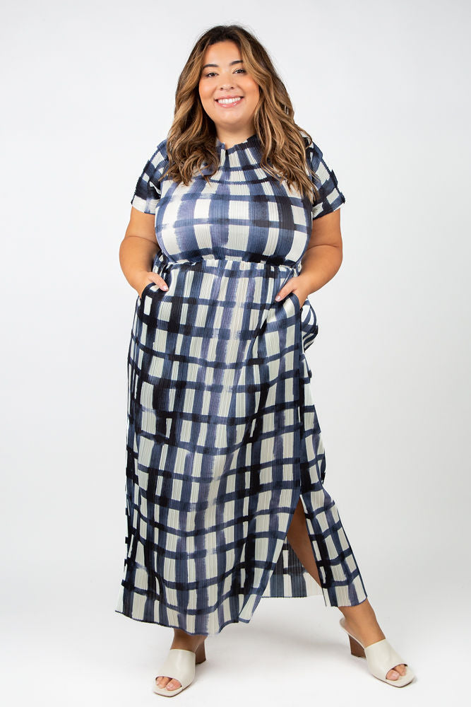 WATER COLOR CHECK DRESS - AMOUR781