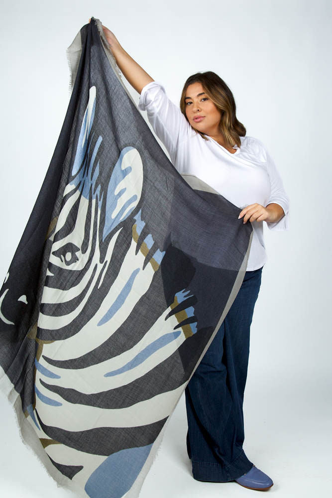 ZEBRA WOOL SCARF plus-size - AMOUR781