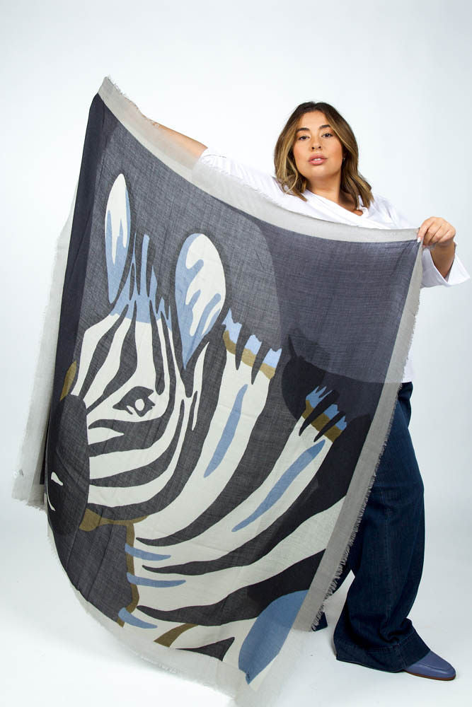 ZEBRA WOOL SCARF plus-size - AMOUR781
