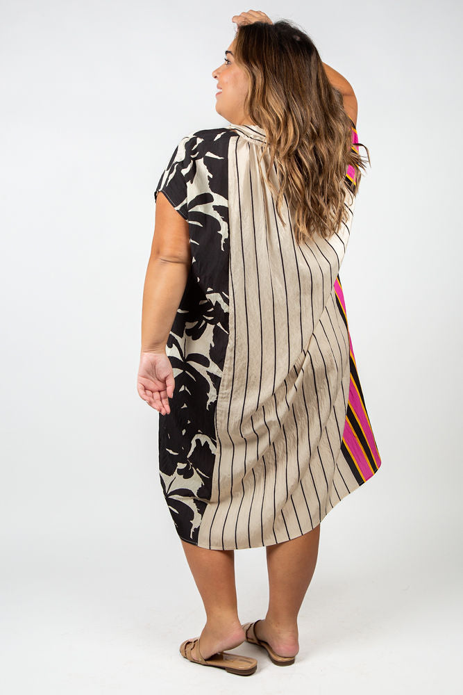 MIX MEDIA DRESS plus-size - AMOUR781
