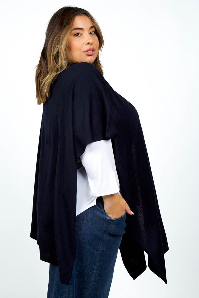 Essentials Ruana Shawl in Navy designed by Echo
