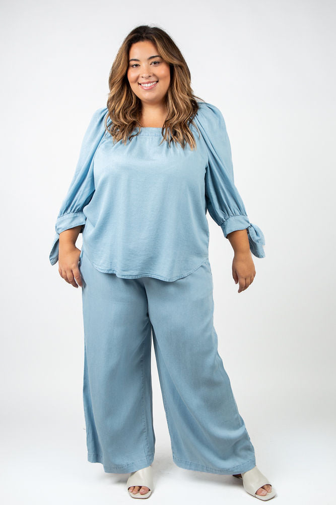 CROPPED CHAMBRAY PANT plus-size - AMOUR781