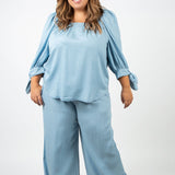CROPPED CHAMBRAY PANT plus-size - AMOUR781