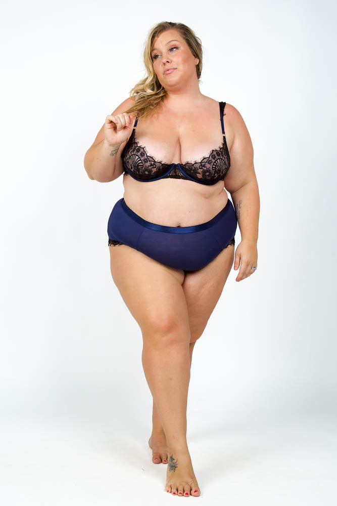 Nicole Jersey and Lace Bra and Panty Set in Blue designed by Oh la la Cheri 