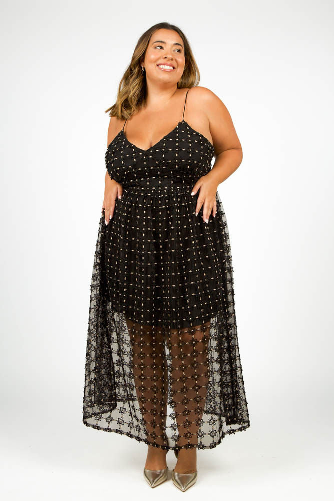 MESH STRAPPY DRESS plus-size - AMOUR781