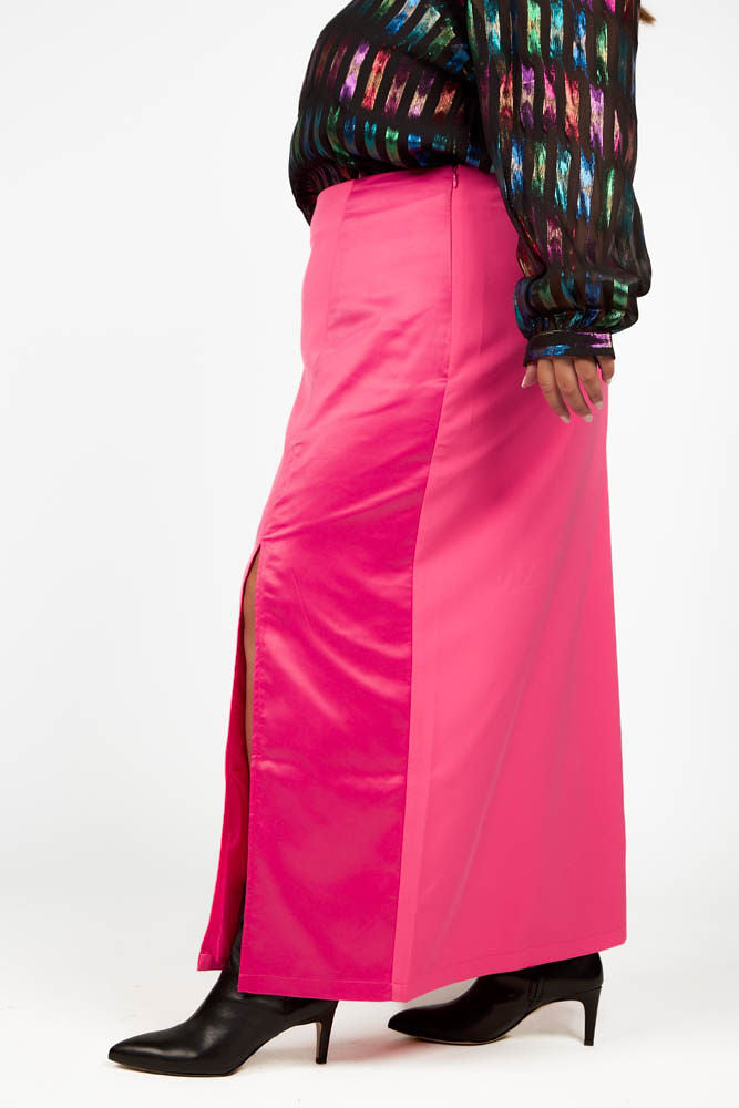 PINK MAXI SPLIT SKIRT Designed by Never Fully Dressed 