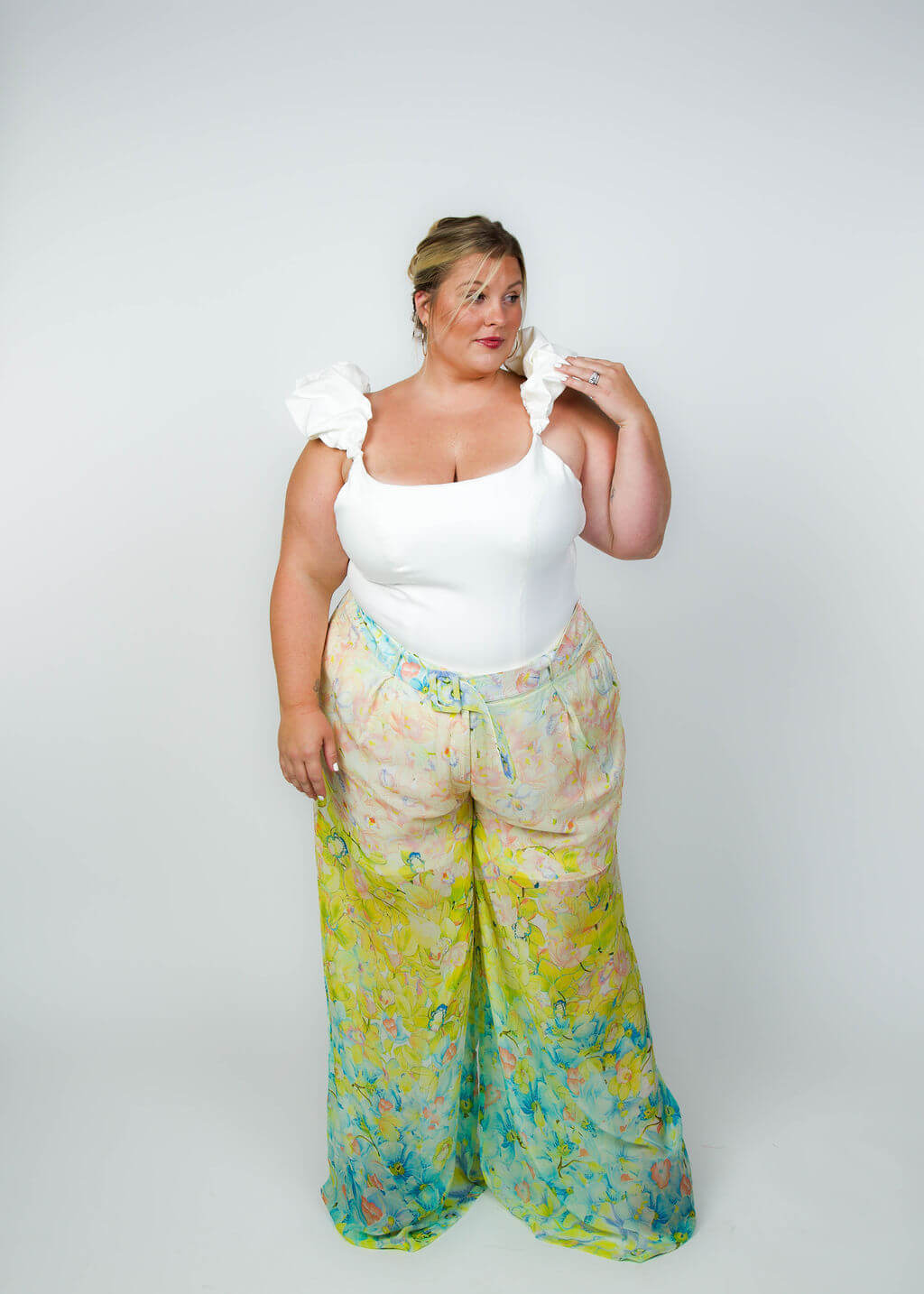 FLORIDA FLORAL OMBRE PANTS plus-size - AMOUR781