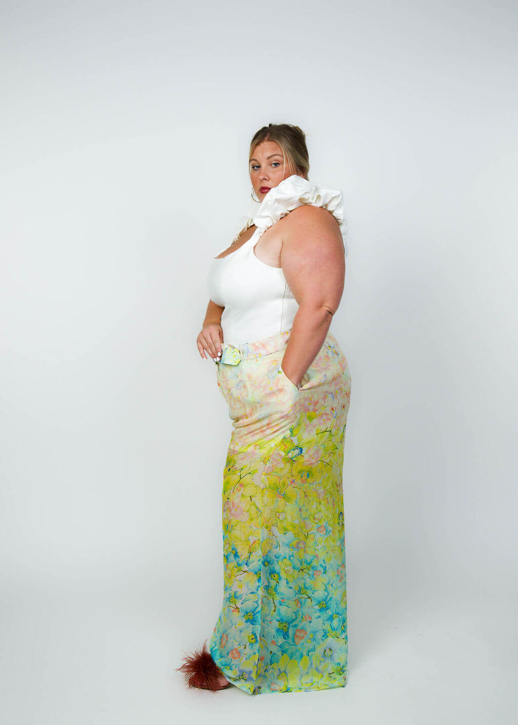 FLORIDA FLORAL OMBRE PANTS plus-size - AMOUR781