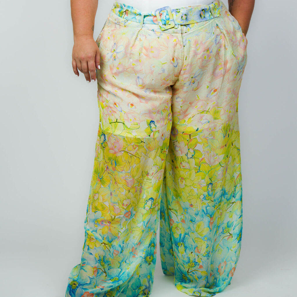 FLORIDA FLORAL OMBRE PANTS plus-size - AMOUR781