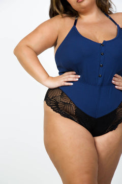 CLARIBEL LACE JERSEY ROMPER plus-size - AMOUR781