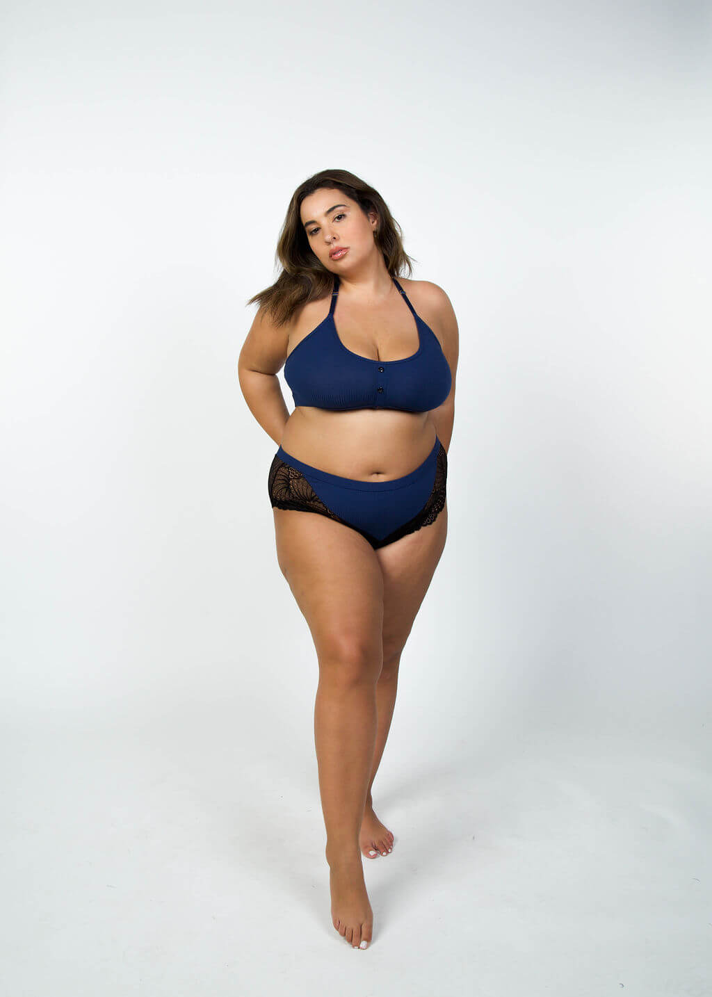 CLARIBEL LACE RIBBED BRALETTE & BOYSHORT SET plus-size - AMOUR781