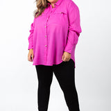 BLUR COTTON SHIRT WITH COLLAR plus-size - AMOUR781