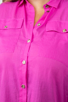 BLUR COTTON SHIRT WITH COLLAR plus-size - AMOUR781
