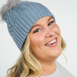 RECYCLED WISHBONE CABLE POM HAT plus-size - AMOUR781