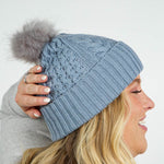 RECYCLED WISHBONE CABLE POM HAT plus-size - AMOUR781
