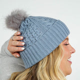 RECYCLED WISHBONE CABLE POM HAT plus-size - AMOUR781
