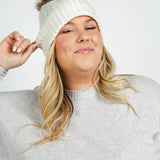 RECYCLED WISHBONE CABLE POM HAT plus-size - AMOUR781