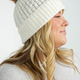 RECYCLED WISHBONE CABLE POM HAT plus-size - AMOUR781