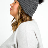 RECYCLED WISHBONE CABLE POM HAT plus-size - AMOUR781