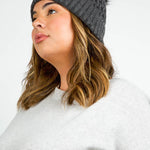 RECYCLED WISHBONE CABLE POM HAT plus-size - AMOUR781