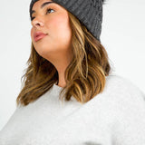 RECYCLED WISHBONE CABLE POM HAT plus-size - AMOUR781