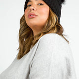 RECYCLED WISHBONE CABLE POM HAT plus-size - AMOUR781