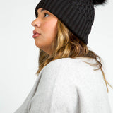 RECYCLED WISHBONE CABLE POM HAT plus-size - AMOUR781