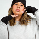 RECYCLED WISHBONE CABLE HANDWARMERS plus-size - AMOUR781