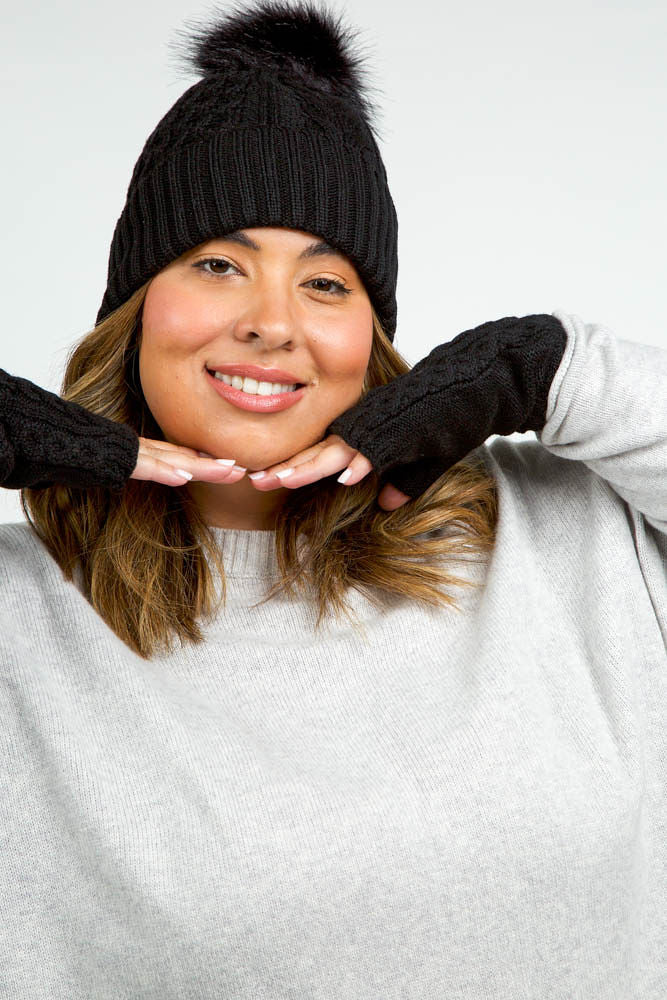 RECYCLED WISHBONE CABLE HANDWARMERS plus-size - AMOUR781