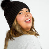 RECYCLED WISHBONE CABLE POM HAT plus-size - AMOUR781
