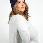 RECYCLED WISHBONE CABLE POM HAT plus-size - AMOUR781