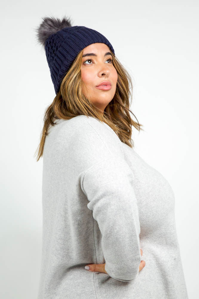 RECYCLED WISHBONE CABLE POM HAT - AMOUR781