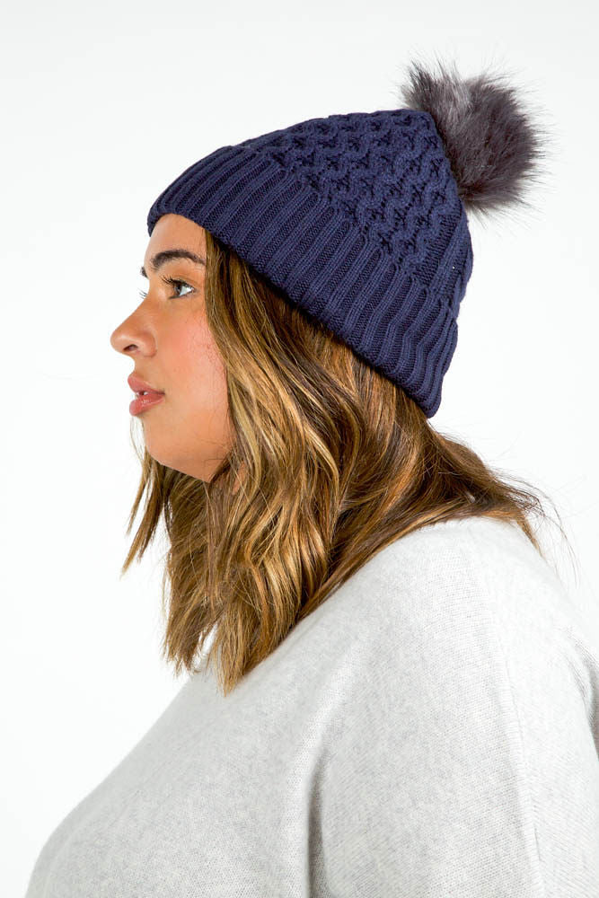 RECYCLED WISHBONE CABLE POM HAT - AMOUR781