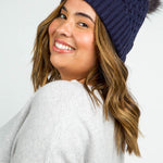 RECYCLED WISHBONE CABLE POM HAT plus-size - AMOUR781