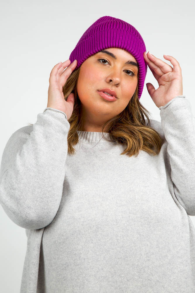 CASHMERE CABLE HAT plus-size - AMOUR781