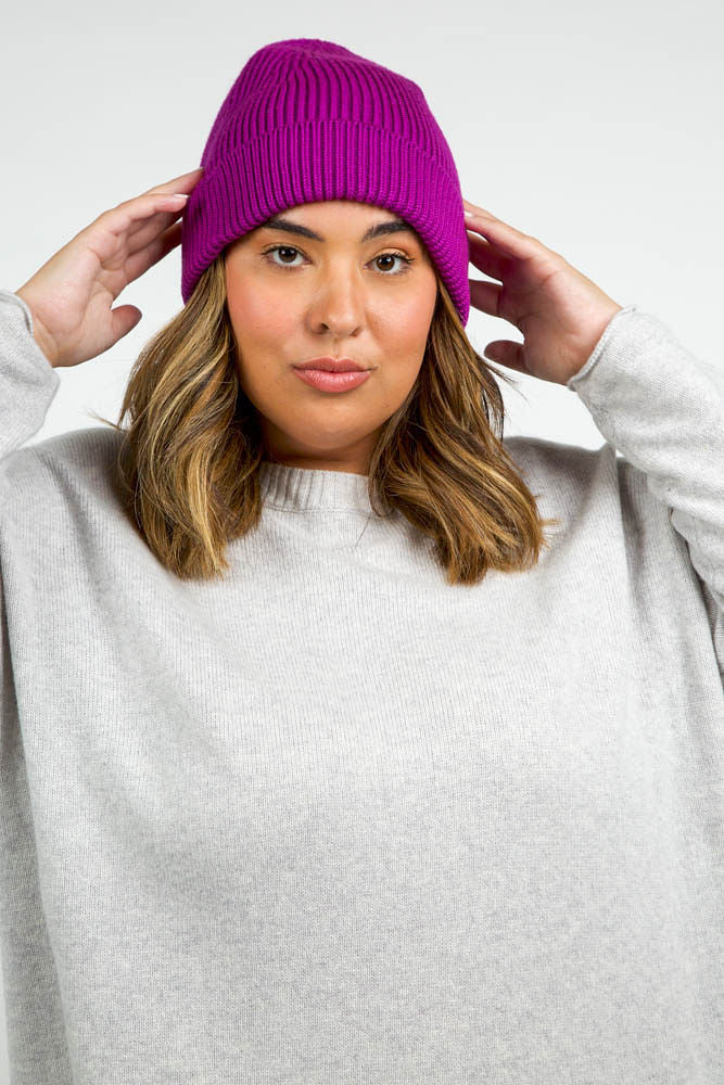 CASHMERE CABLE HAT plus-size - AMOUR781